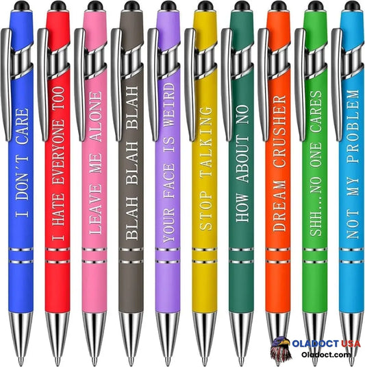 10 Pcs Funny Office Pens(Black Ink) Negative Verse (Pack Of Pcs)