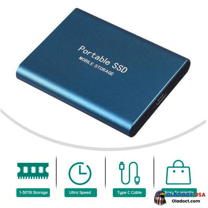 30Tb/16Tb/8Tb/4Tb/2Tb/1Tb Ultra Speed External Ssd Blue / 500 Gb