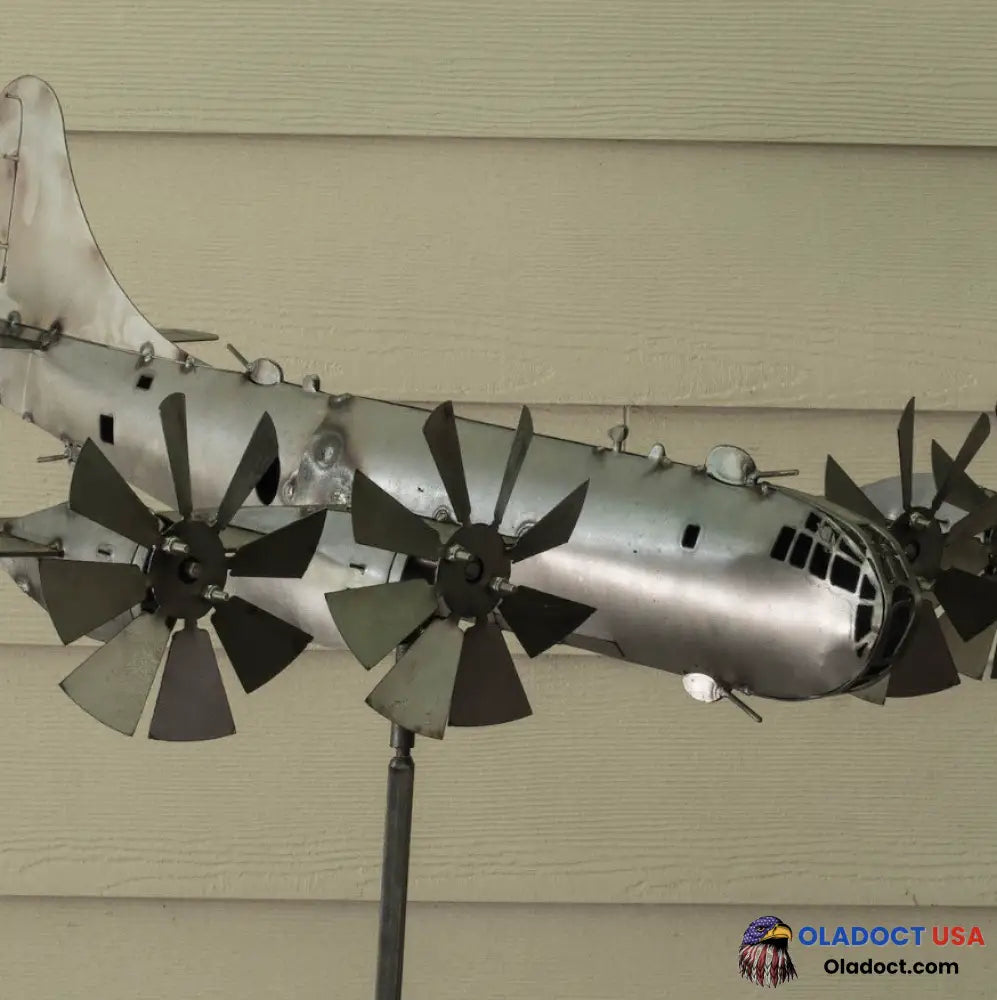 B-29 Super Fortress Aircraft Wind Spinner Metal Windmill Energy Garden Sculpture