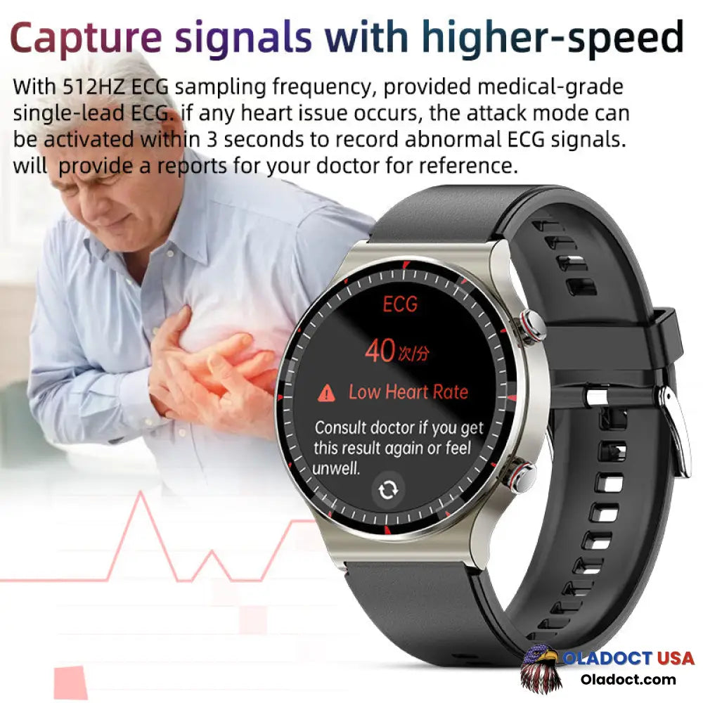 Bearscome Cfda Ecg Blood Oxygen Heart Rate Health Monitoring Smart Watch Smartwatch