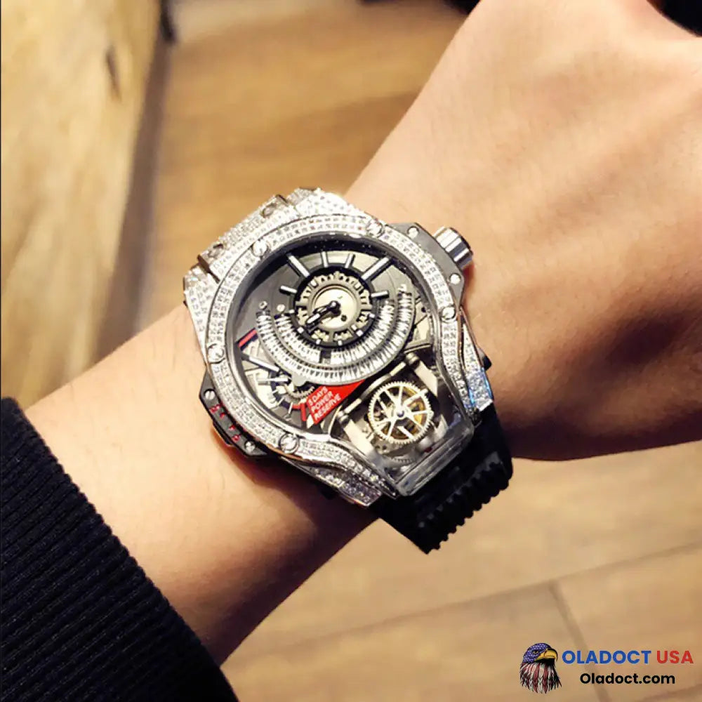 Bi-Axis Tourbillon Wristwatch Waterproof Mechanical Movement Watch