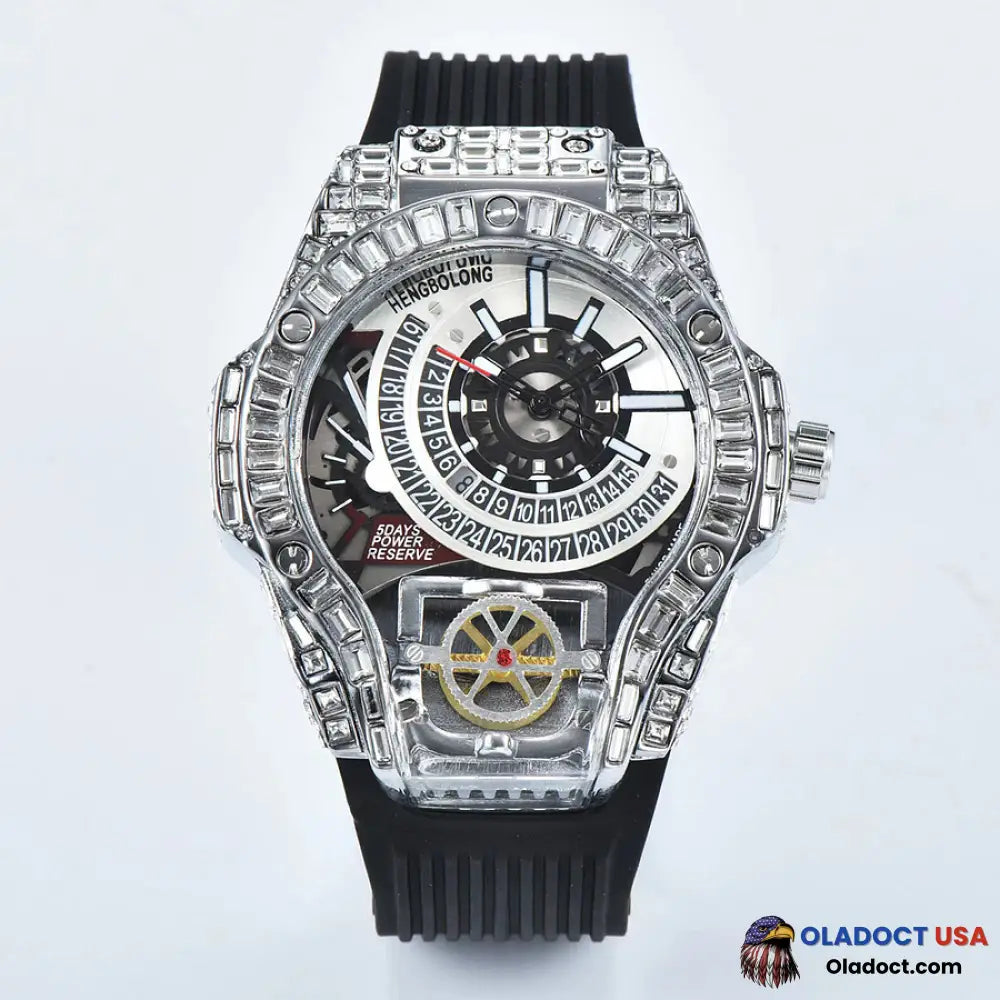 Bi-Axis Tourbillon Wristwatch Waterproof Mechanical Movement Watch Diamond