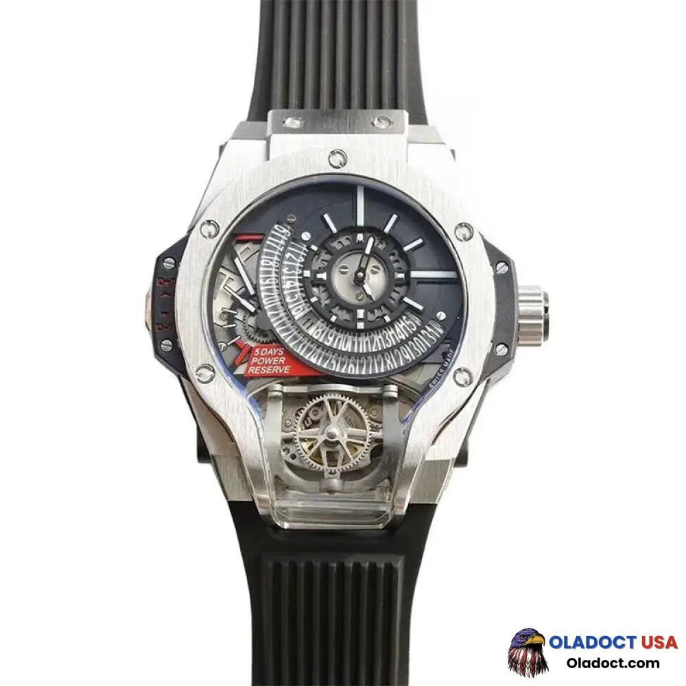 Bi-Axis Tourbillon Wristwatch Waterproof Mechanical Movement Watch Polished Titanium