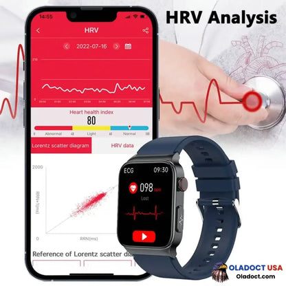 2023 Ecg Smart Watch With Blood Pressure Monitor Body Temperature Glucose Heart Rate Oxygen