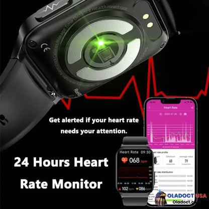 2023 Ecg Smart Watch With Blood Pressure Monitor Body Temperature Glucose Heart Rate Oxygen