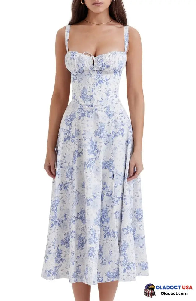 Carmen Print Bustier Sundress