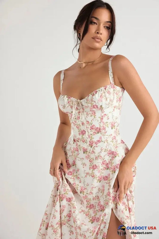 Comfortable Beauty No Underwire-Print Bustier Sundress Pink / Xs