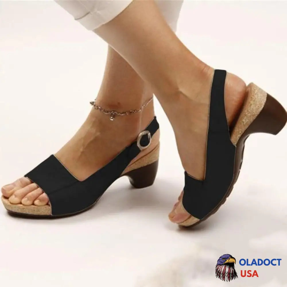 Comfortable Elegant Low Chunky Heel Shoes Black / Us:5