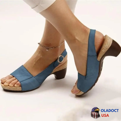 Comfortable Elegant Low Chunky Heel Shoes Dark Blue / Us:5