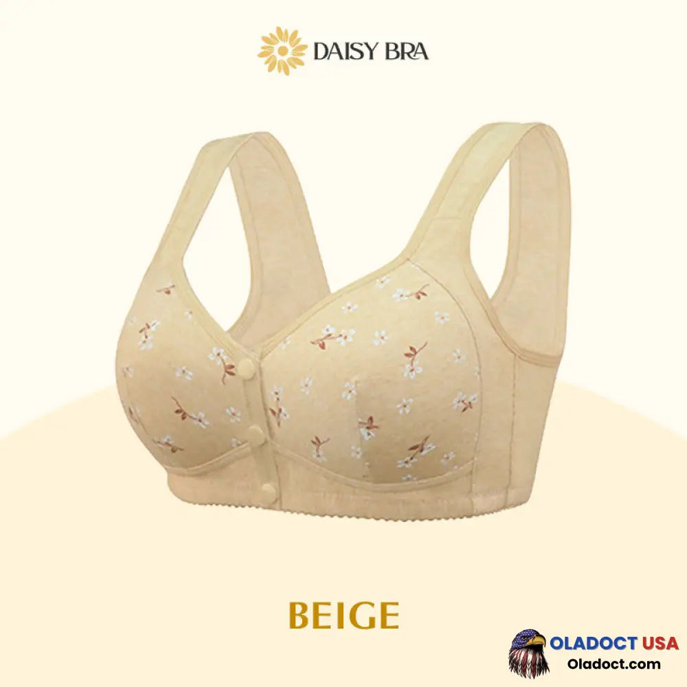 Daisy Bra Comfortable & Convenient Front Button Beige / S - Fits 32Abc 34Ab