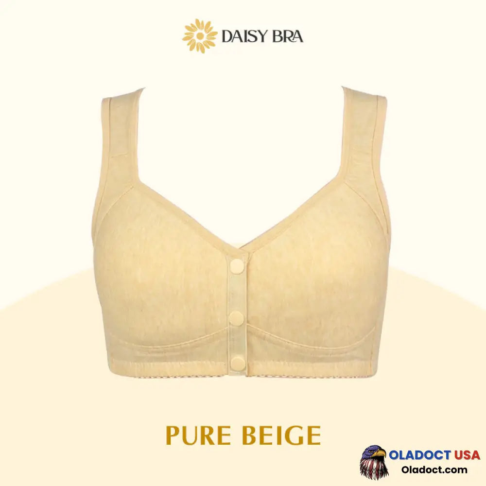 Daisy Bra Comfortable & Convenient Front Button Pure Beige / S - Fits 32Abc 34Ab