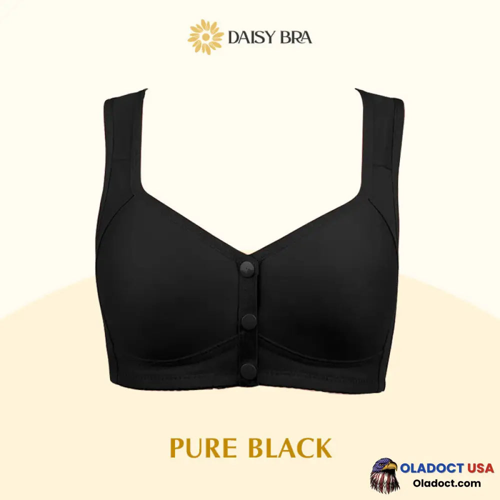 Daisy Bra Comfortable & Convenient Front Button Pure Black / S - Fits 32Abc 34Ab