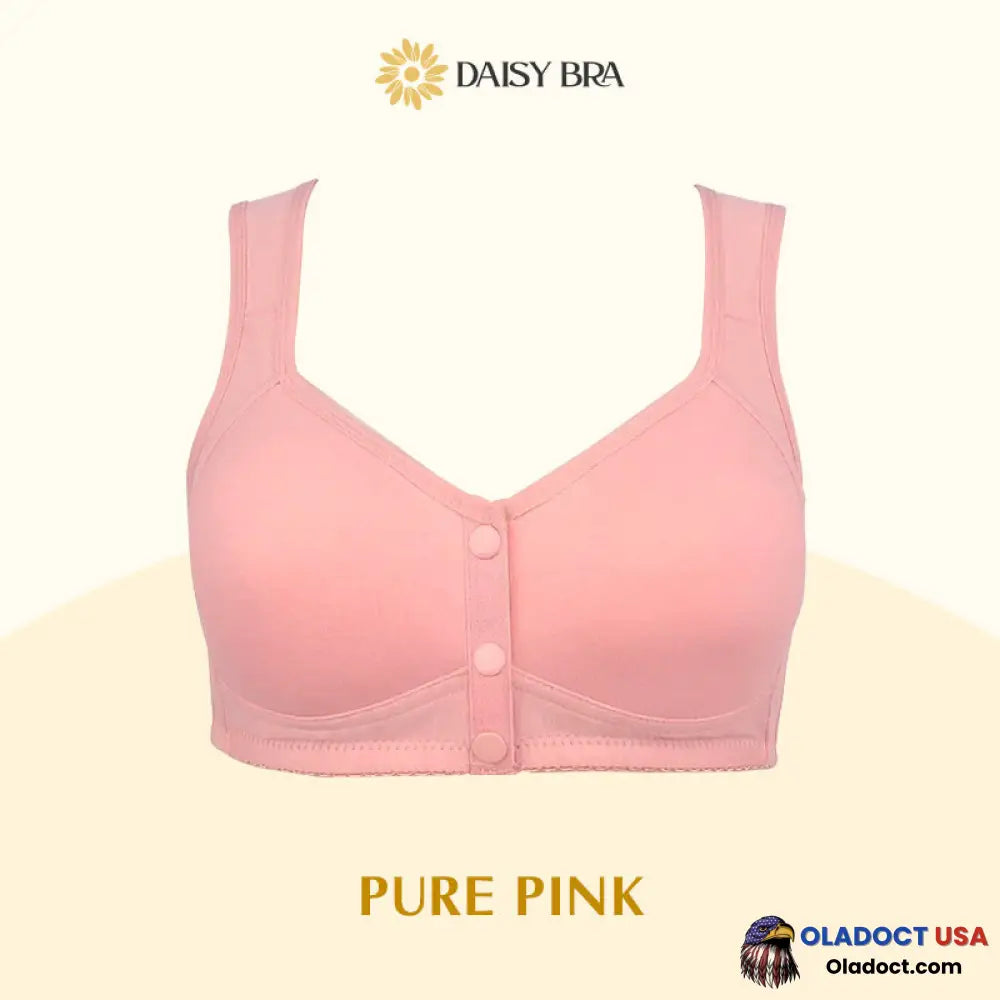 Daisy Bra Comfortable & Convenient Front Button Pure Pink / S - Fits 32Abc 34Ab