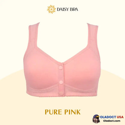 Daisy Bra Comfortable & Convenient Front Button Pure Pink / S - Fits 32Abc 34Ab