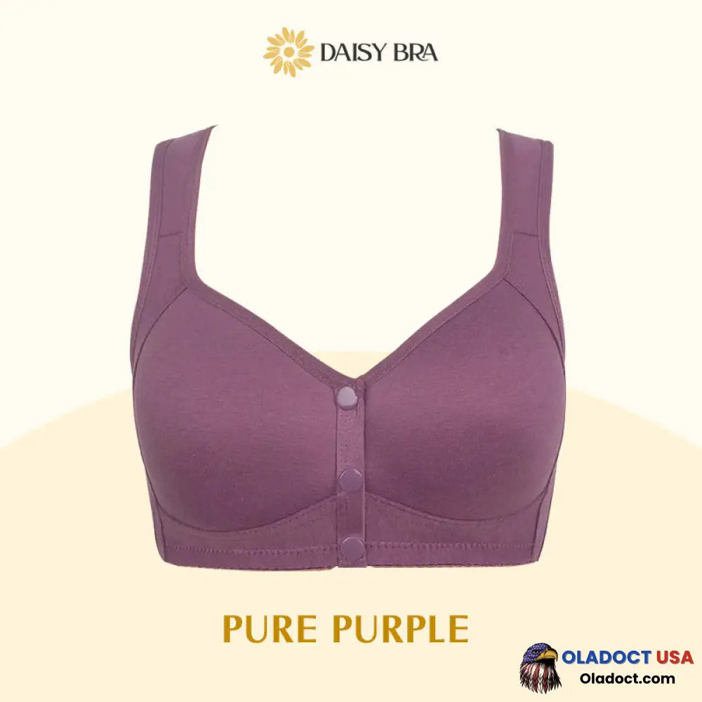 Daisy Bra Comfortable & Convenient Front Button Pure Purple / S - Fits 32Abc 34Ab