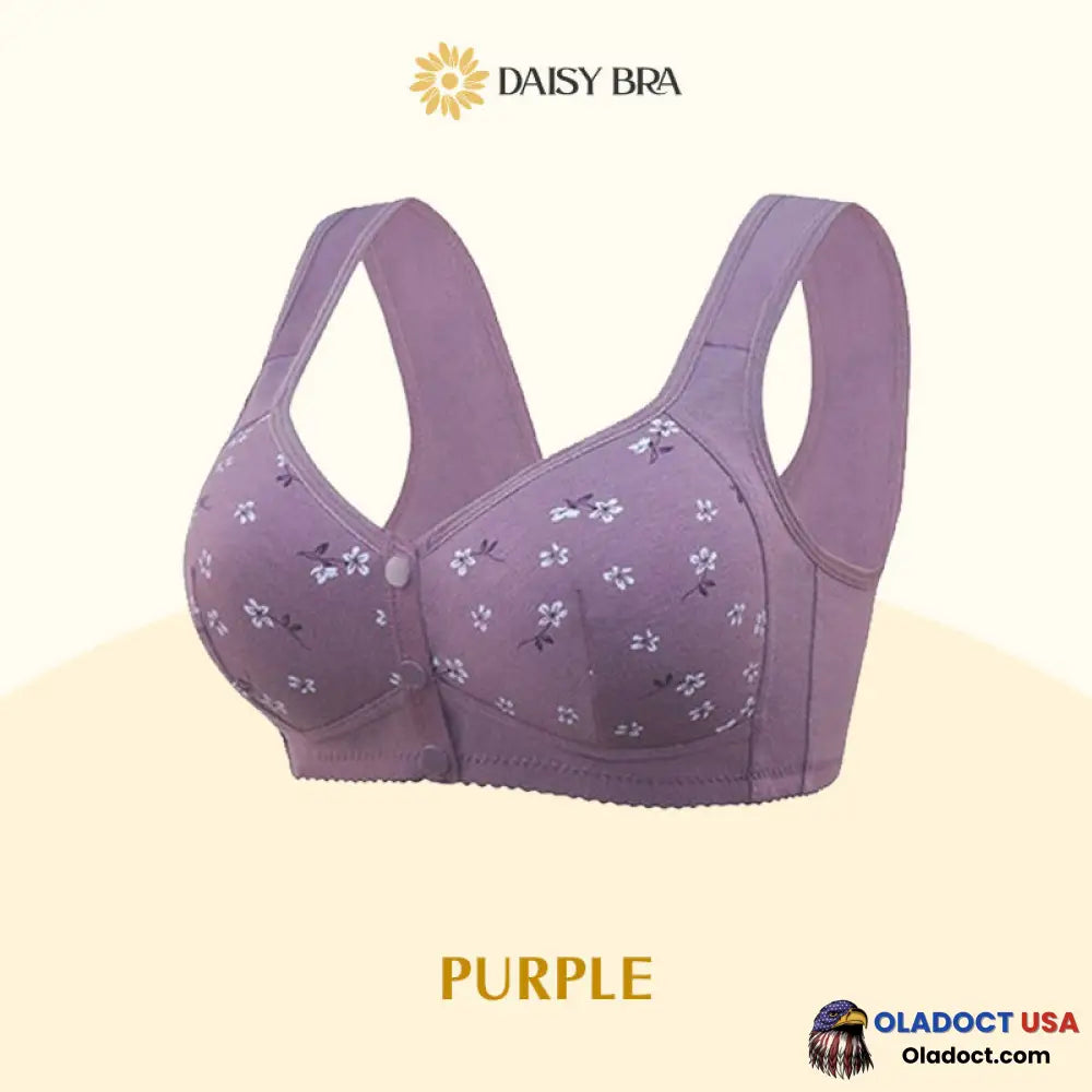 Daisy Bra Comfortable & Convenient Front Button Purple / S - Fits 32Abc 34Ab