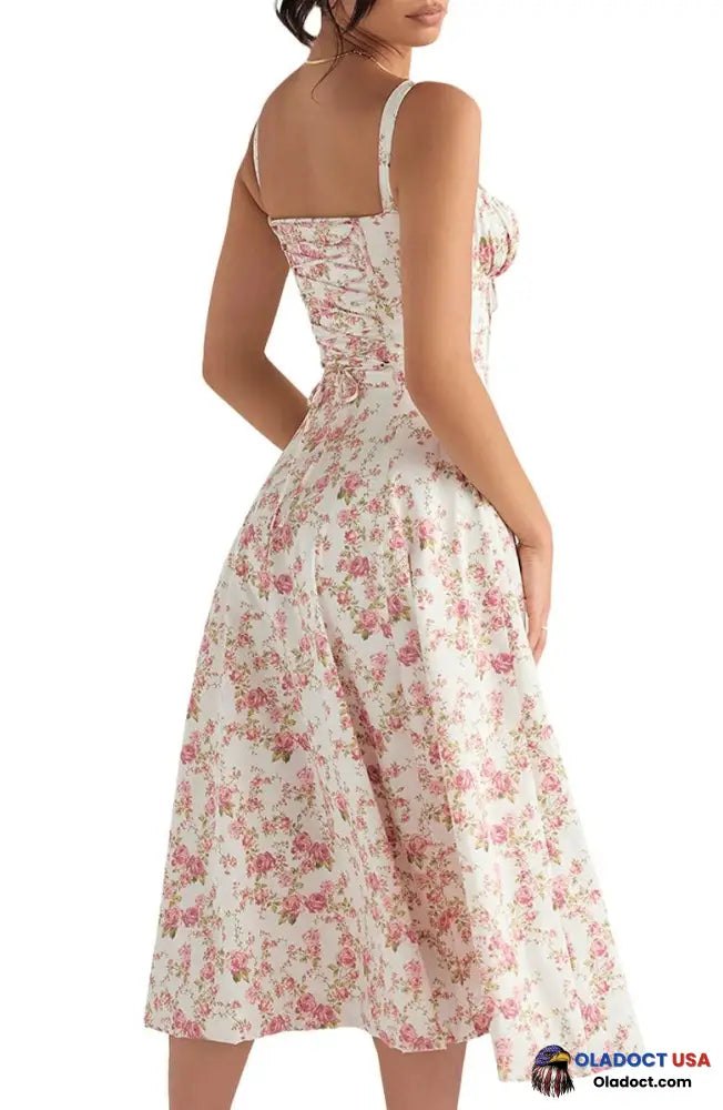 Floral Bustier Midriff Waist Shaper Dress