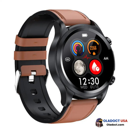 Geekran Non-Invasive Blood Glucose Test Smartwatch Brown Leather / Only Smartwatch