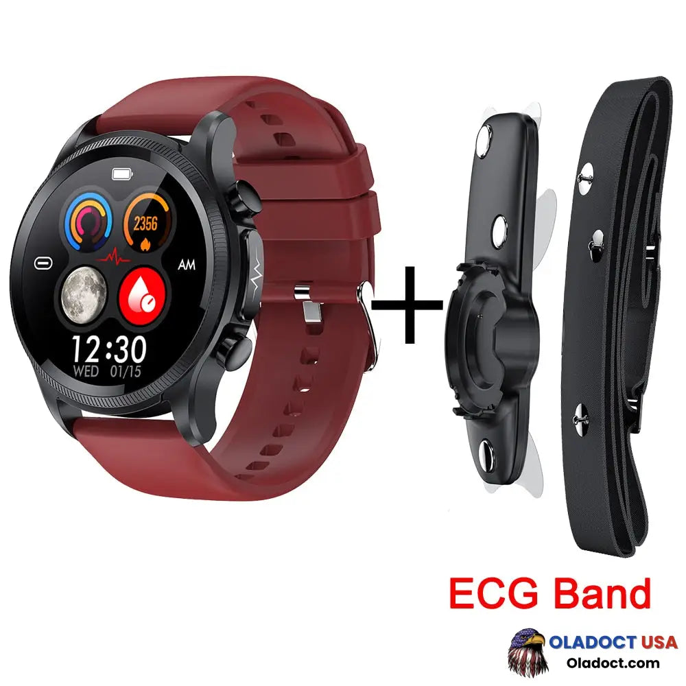 Geekran Non-Invasive Blood Glucose Test Smartwatch Red / With Ecg Band