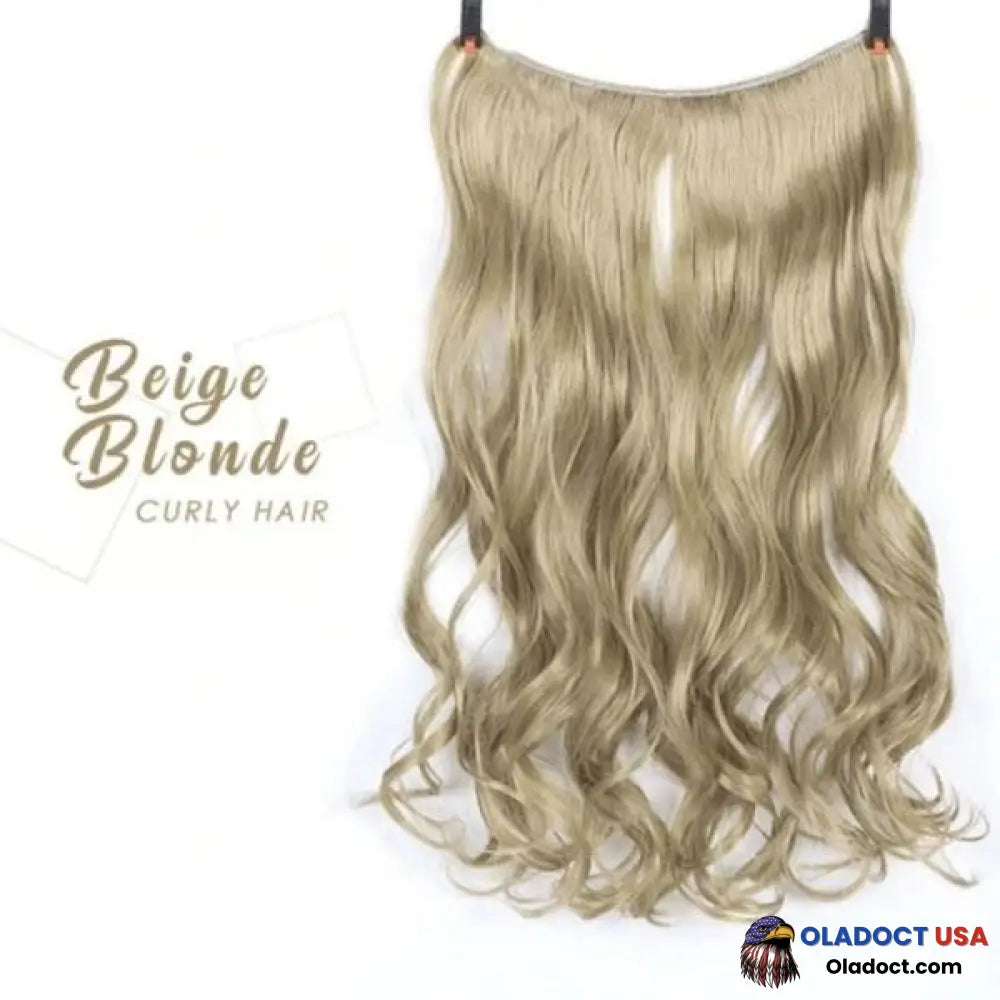 Invisible Halo Extensions - Secret Hair Extension Band Beige Blonde / Curly Business & Industrial