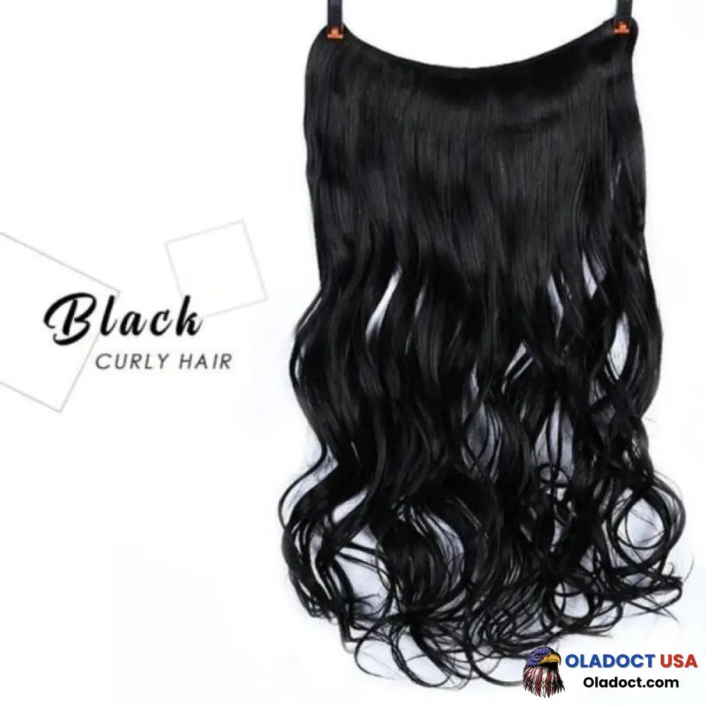 Invisible Halo Extensions - Secret Hair Extension Band Black / Curly Business & Industrial