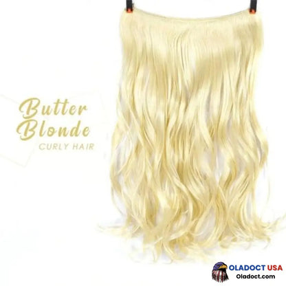 Invisible Halo Extensions - Secret Hair Extension Band Butter Blonde / Curly Business & Industrial