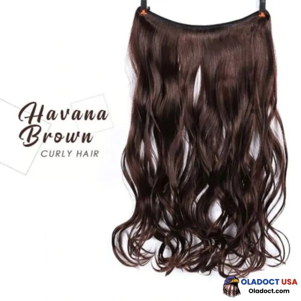 Invisible Halo Extensions - Secret Hair Extension Band Havana Brown / Curly Business & Industrial