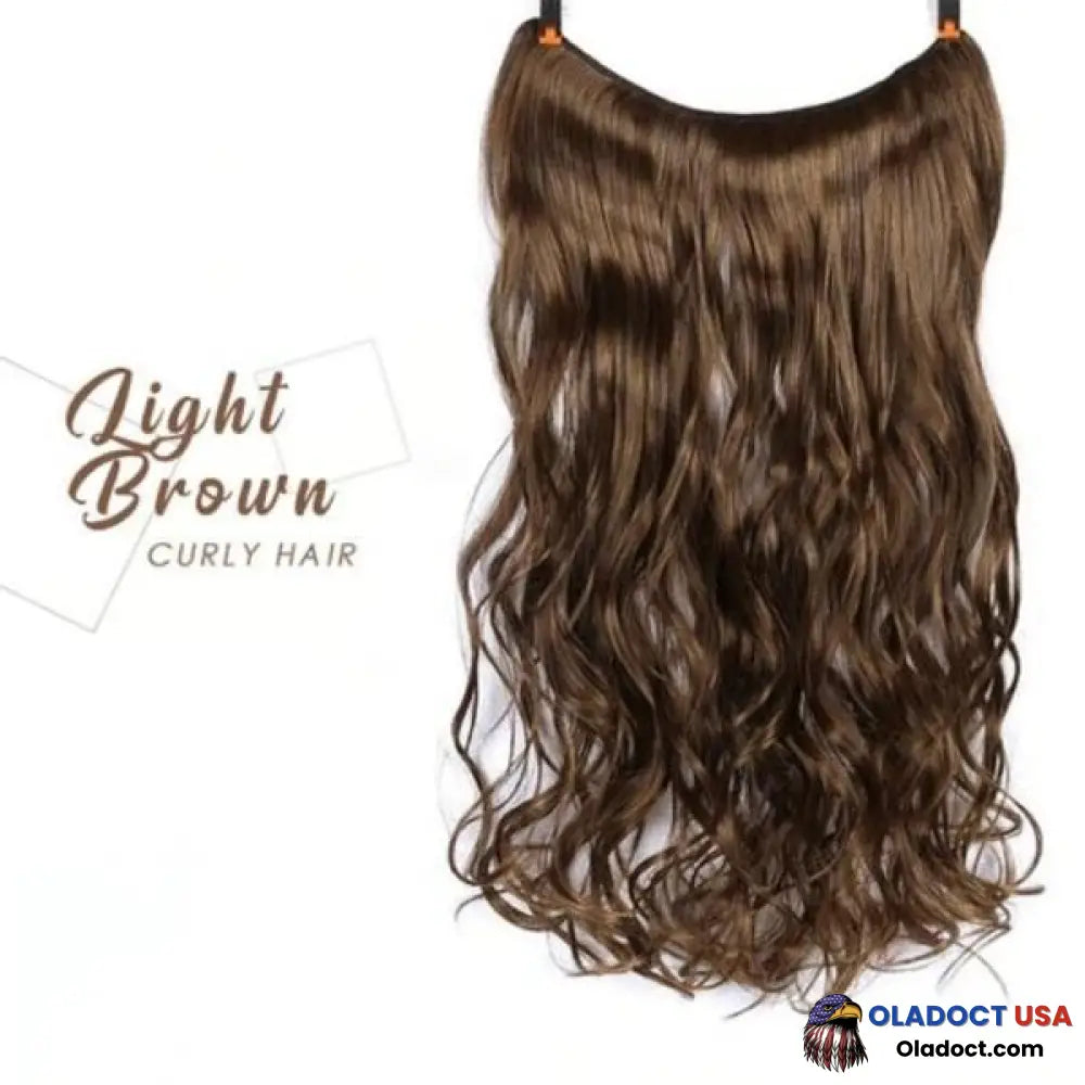 Invisible Halo Extensions - Secret Hair Extension Band Light Brown / Curly Business & Industrial