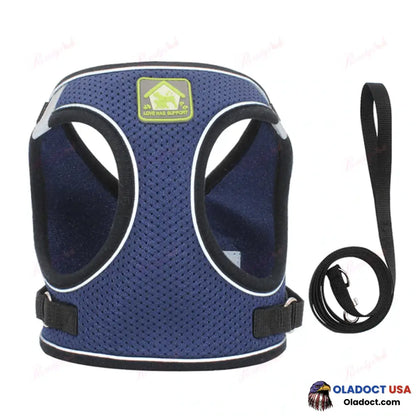 Luminous Cat Vest Harness And Leash Set Navy Blue / Xs