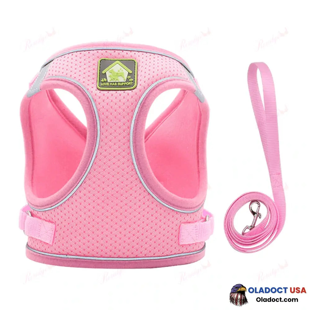 Luminous Cat Vest Harness And Leash Set Pink / Xs