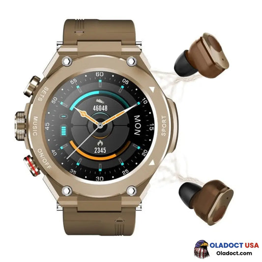 Luminux Sports Smartwatch With Wireless Earbuds Coffee