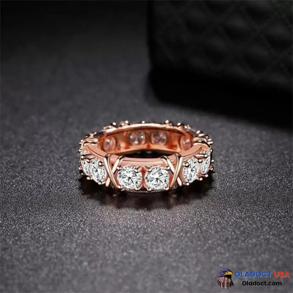 Magnetic Zircon Shaping Cross Full Moissanite Diamond Ring (Limited Time Discount Last Day) Rosegold