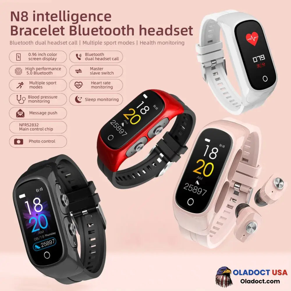 N8 Smart Bracelet Bluetooth Headset Plastic