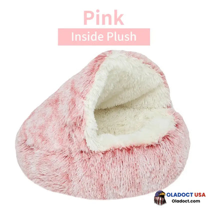 Olvys Cozy Cocoon – Pet Bed Pink Long Plush / 16’ (40Cm)