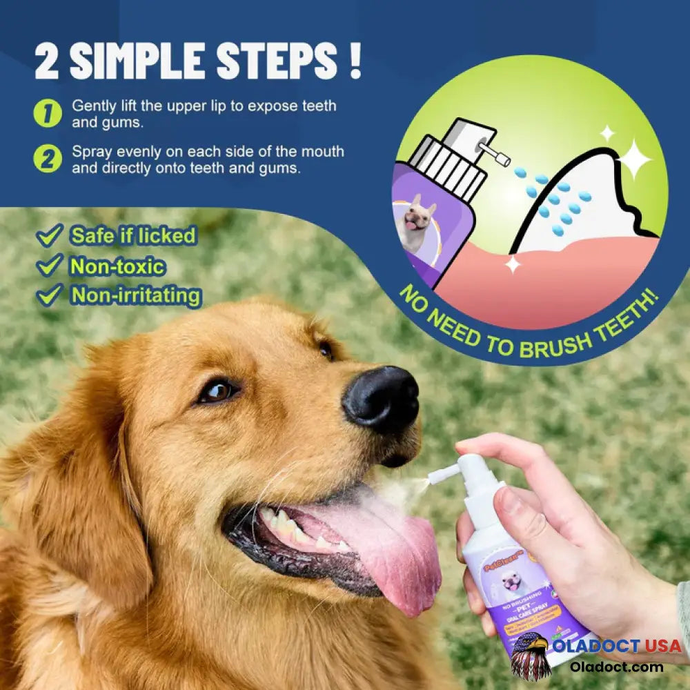 Petclean Teeth Cleaning Spray For Dogs & Cats Eliminate Bad Breath Targets Tartar Plaque Without