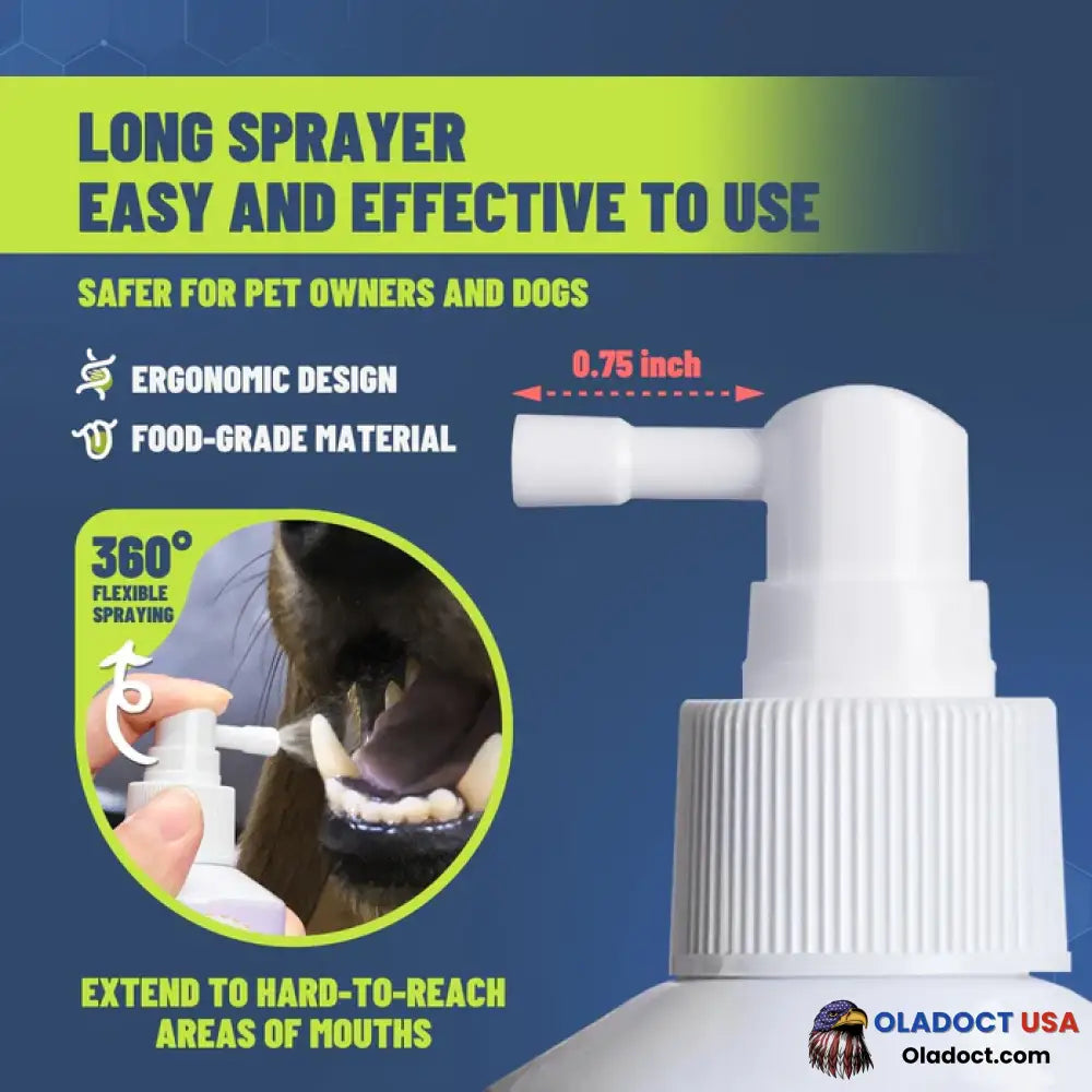 Petclean Teeth Cleaning Spray For Dogs & Cats Eliminate Bad Breath Targets Tartar Plaque Without