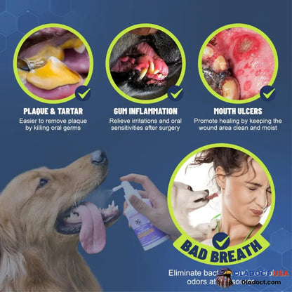 Petclean Teeth Cleaning Spray For Dogs & Cats Eliminate Bad Breath Targets Tartar Plaque Without