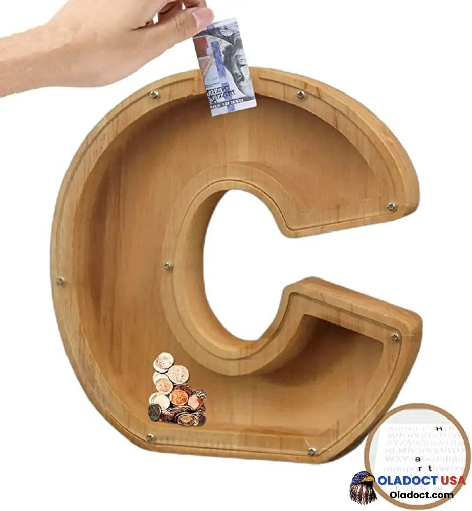 Piggy Bank-Wood Gift For Kids C / Stickers New