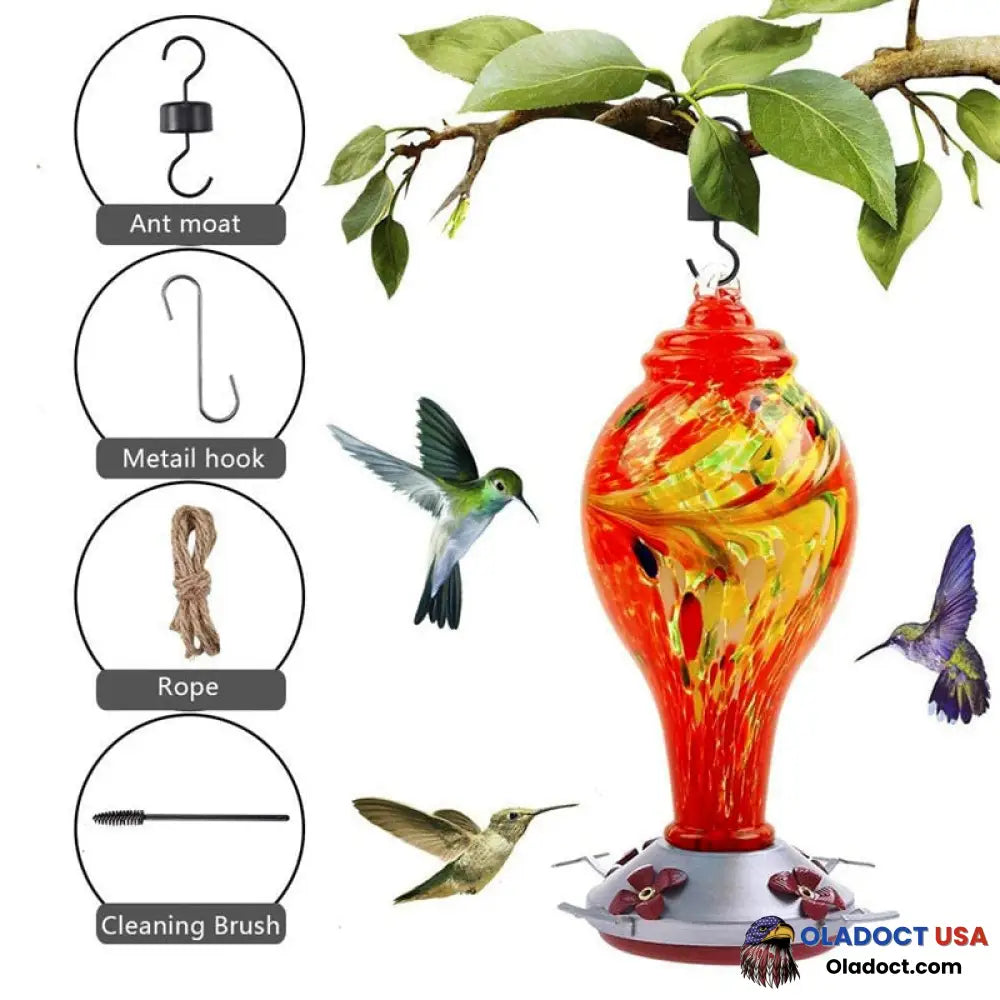 Sale - Hummingbird Feeder Hand Blown Glass