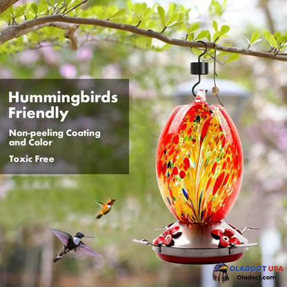 Sale - Hummingbird Feeder Hand Blown Glass