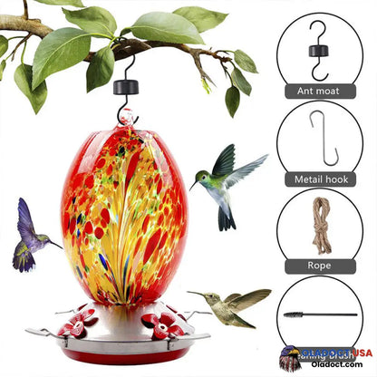 Sale - Hummingbird Feeder Hand Blown Glass