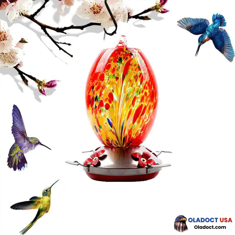 Sale - Hummingbird Feeder Hand Blown Glass