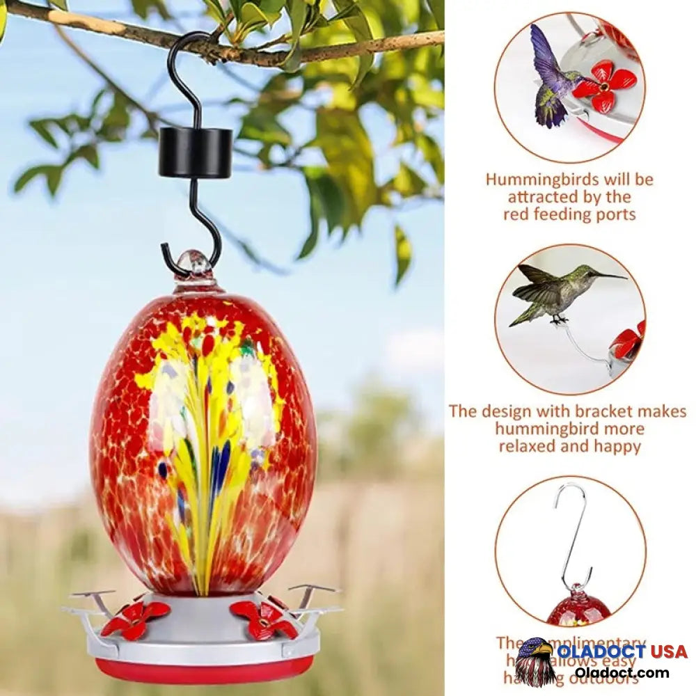 Sale - Hummingbird Feeder Hand Blown Glass