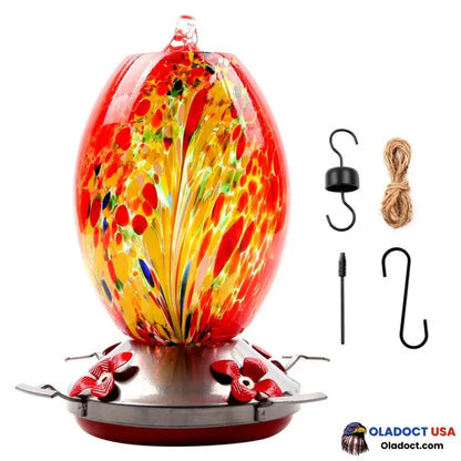 Sale - Hummingbird Feeder Hand Blown Glass