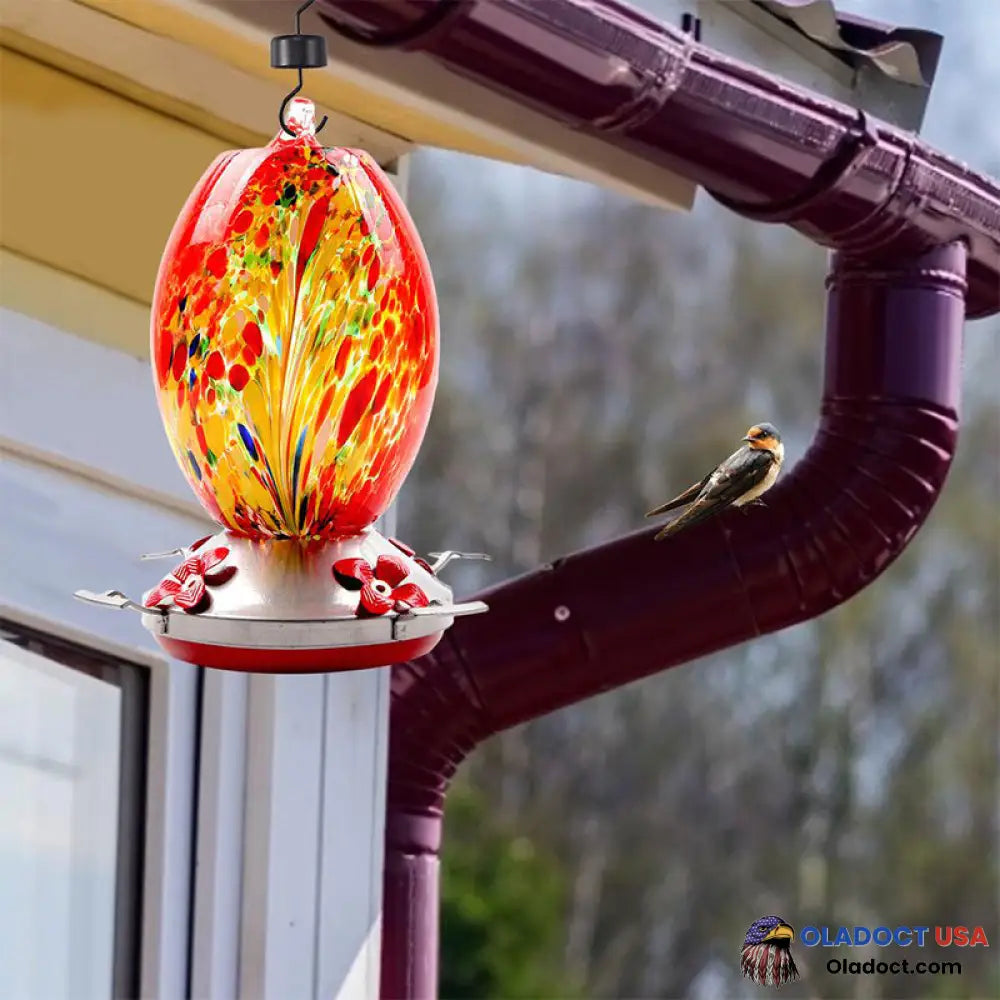 Sale - Hummingbird Feeder Hand Blown Glass