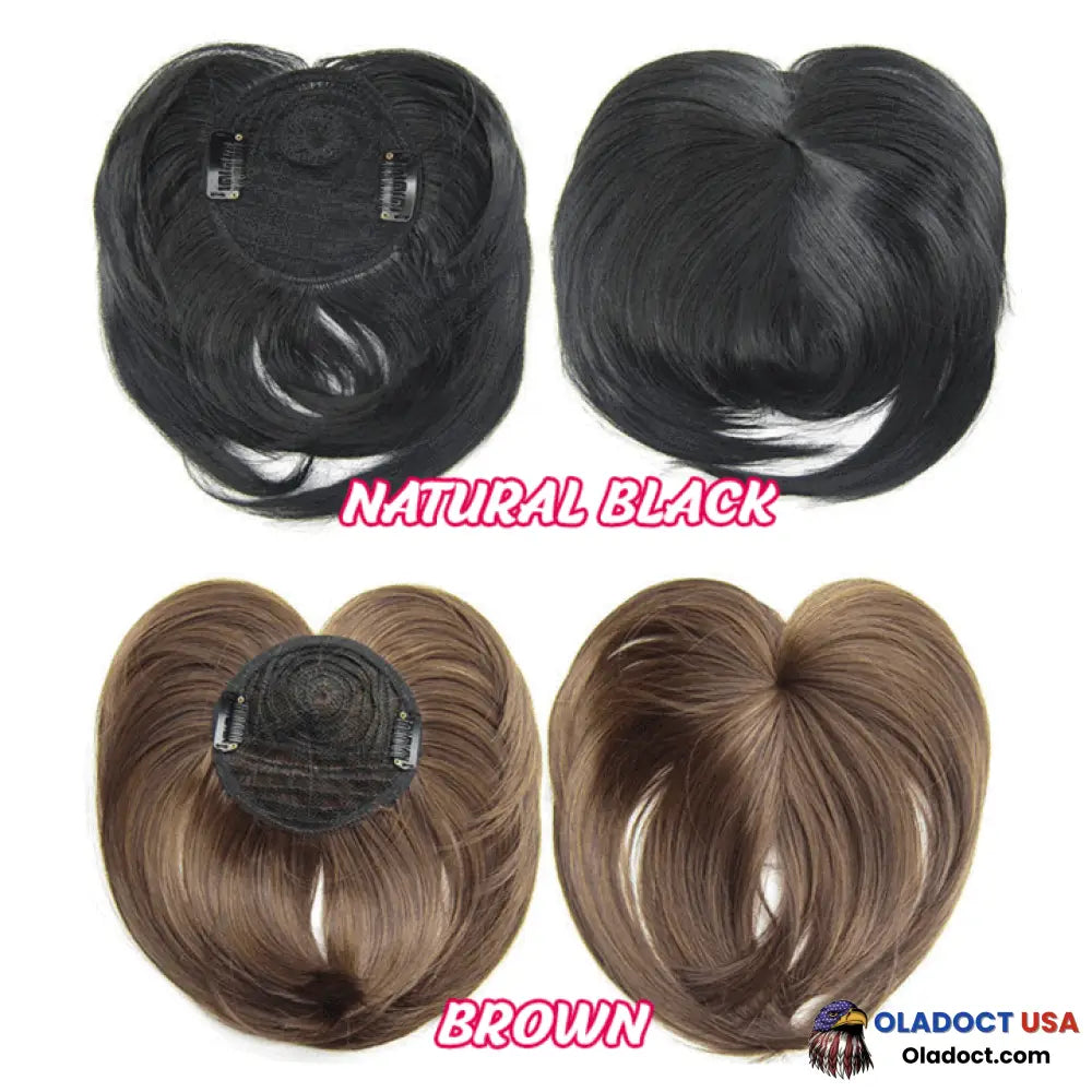 Sale Short Natural Hair Toppers With Bangs Natural Black / 6Inch