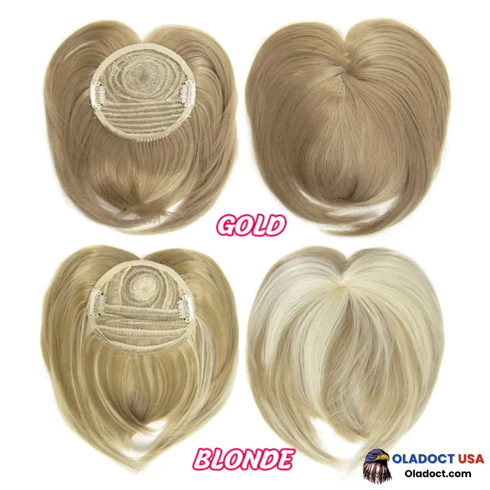 Sale Short Natural Hair Toppers With Bangs Blonde / 6Inch