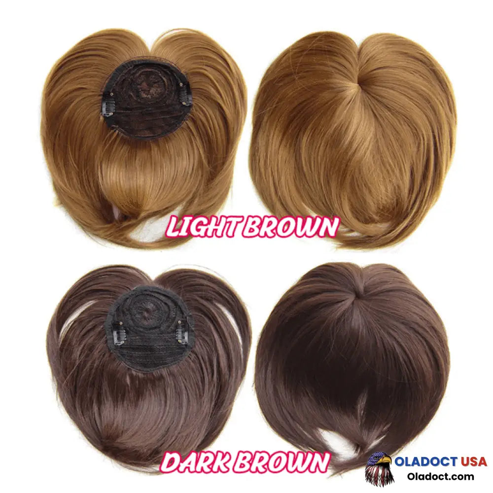 Sale Short Natural Hair Toppers With Bangs Dark Brown / 6Inch