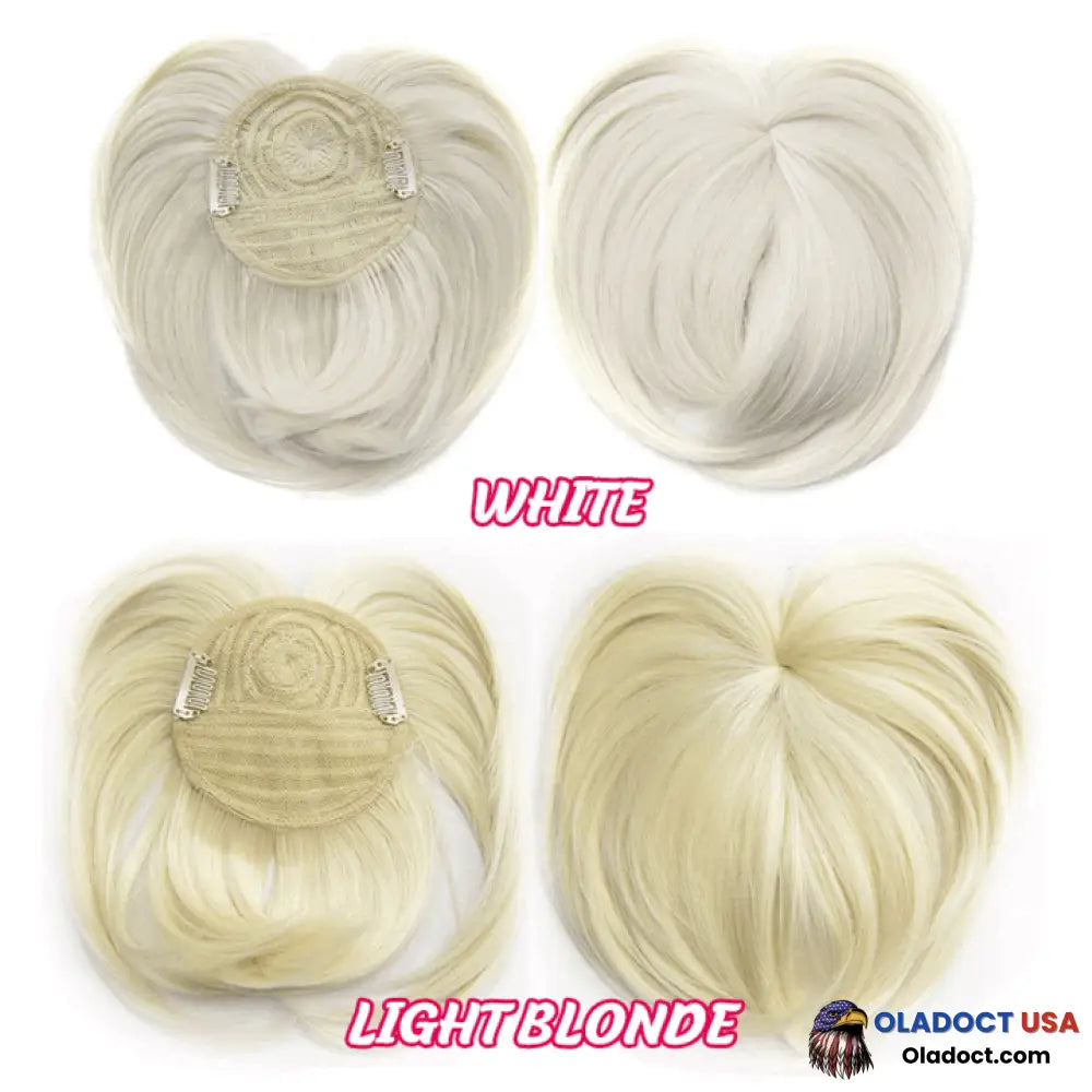 Sale Short Natural Hair Toppers With Bangs White / 6Inch