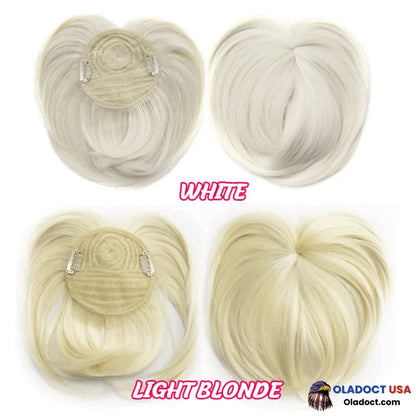 Sale Short Natural Hair Toppers With Bangs White / 6Inch